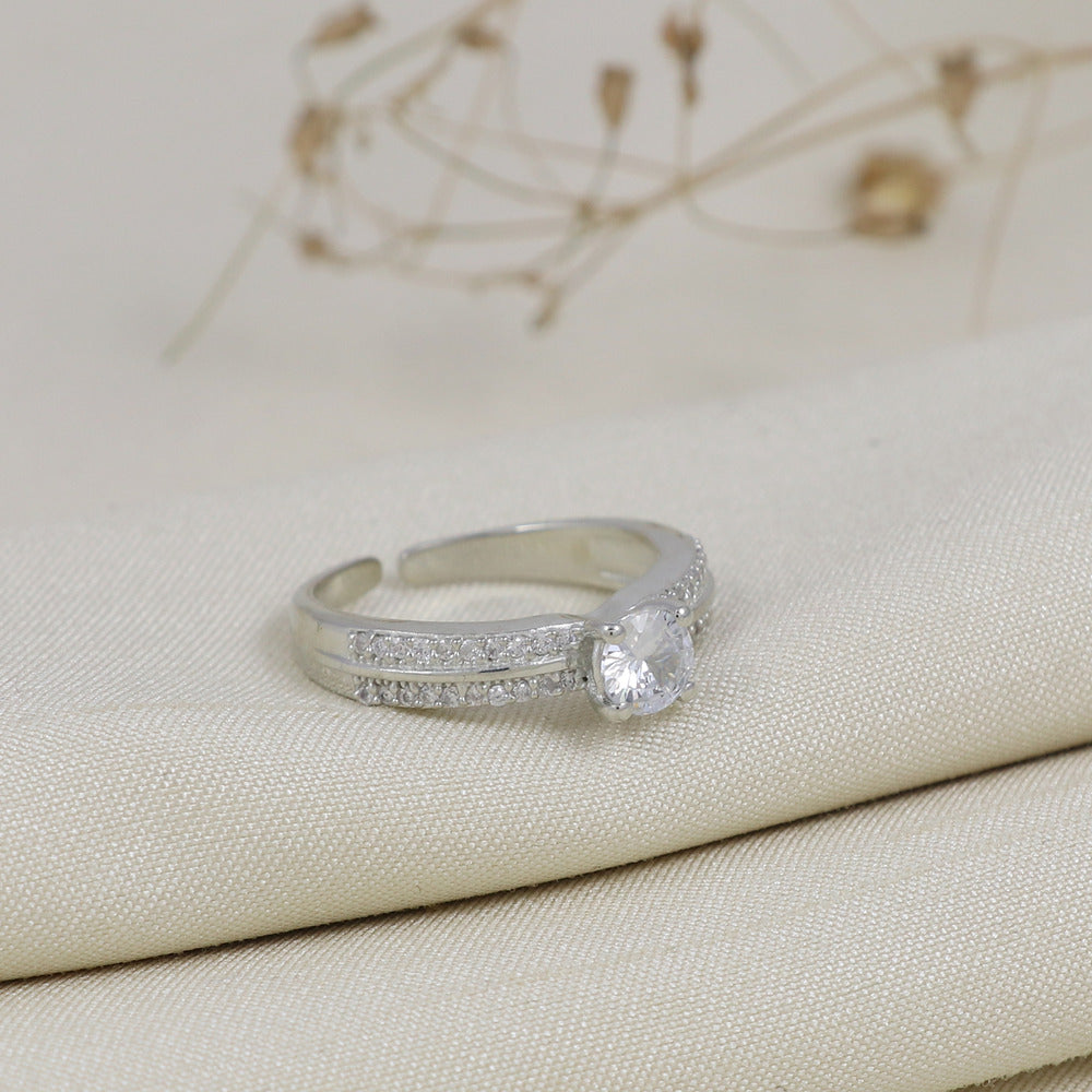 CZ White stone silver ring