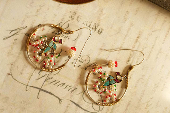 Temple-Inspired Oxidised Silver Earrings