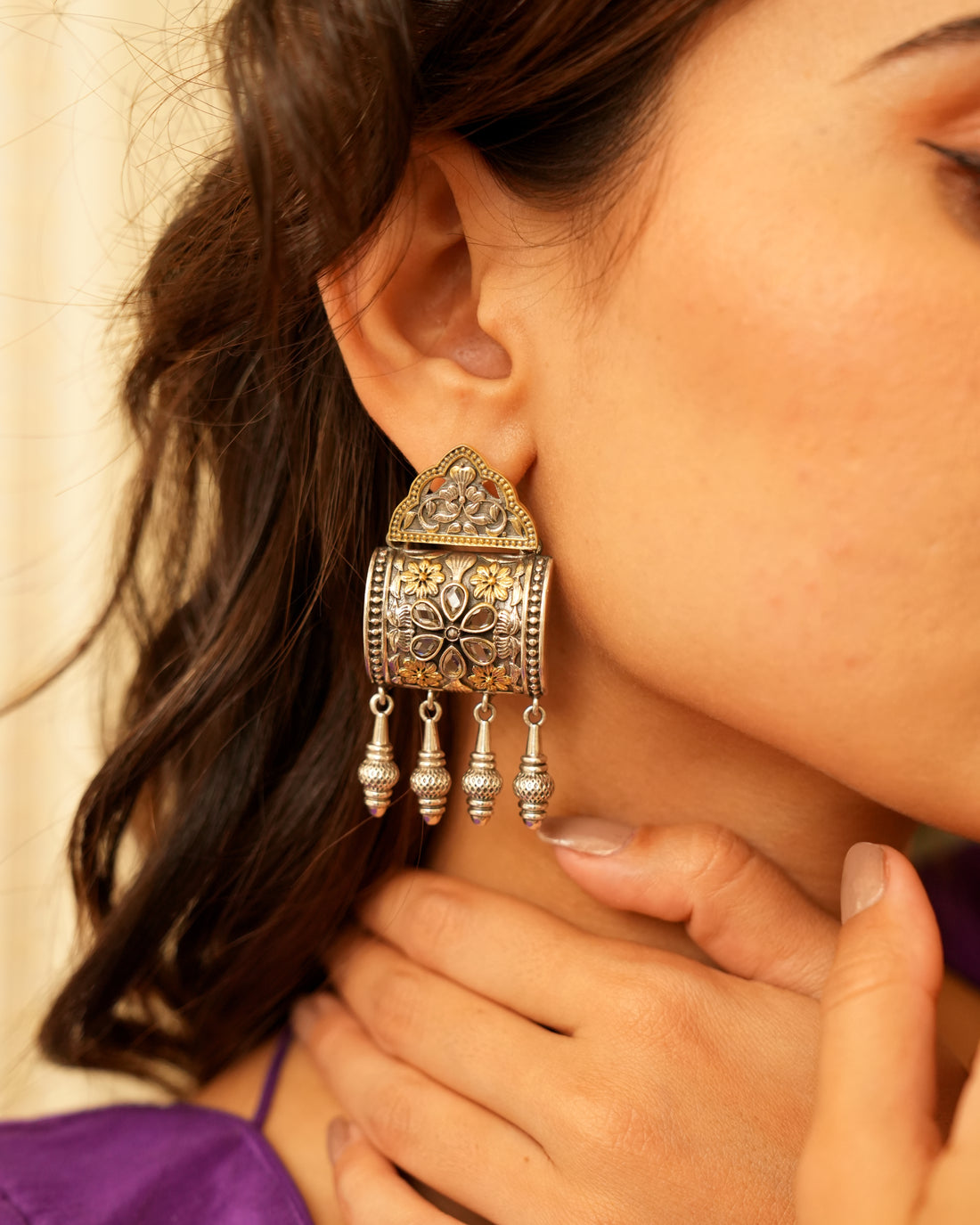 Dual-Tone_Oxidised_Silver_Earrings