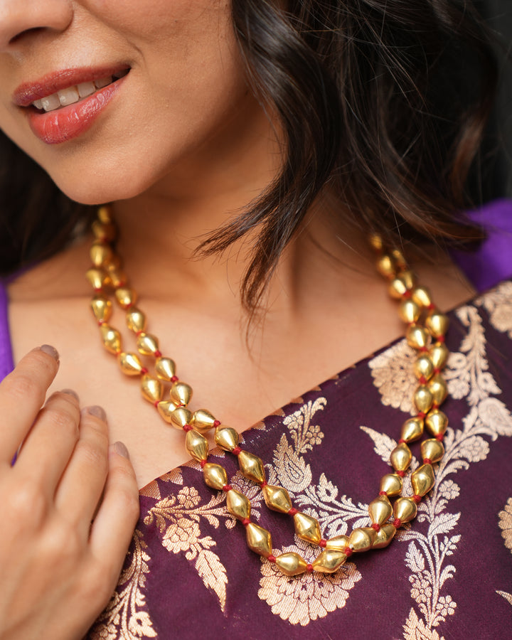 Gold Dholki Necklace