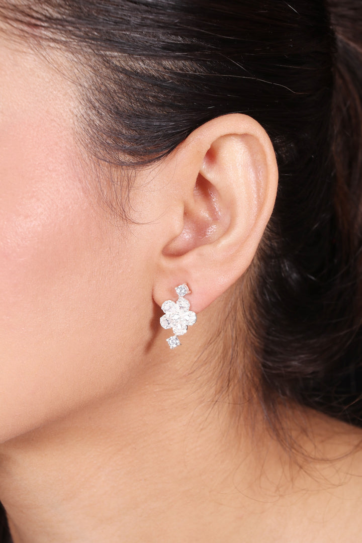 Silver Heart & bloom Earrings