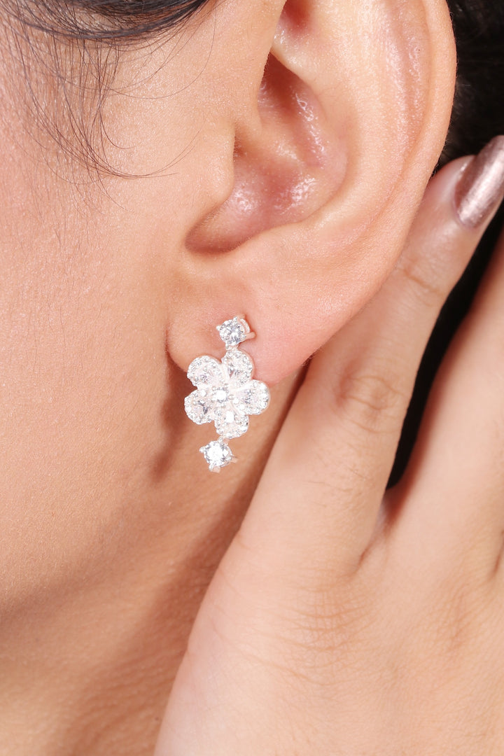 Silver Heart & bloom Earrings