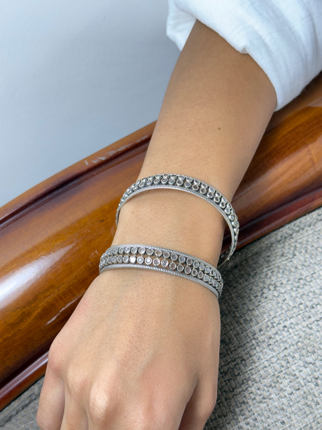 925 Silver White Stone Bangle