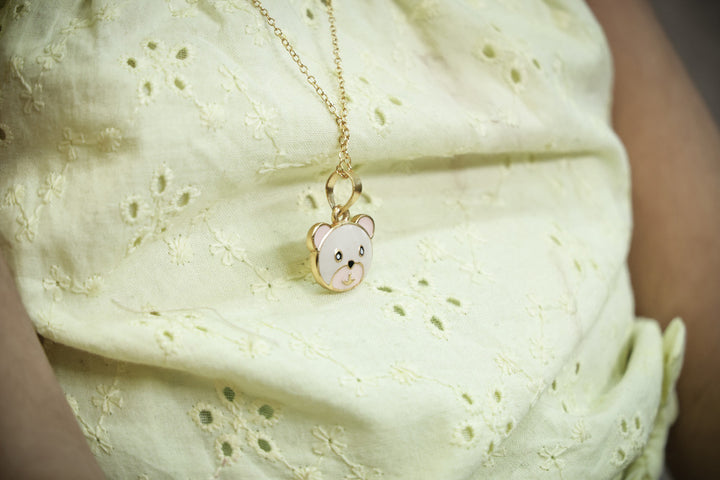 Silver Bear-Shaped Pendant and Earrings for Kids