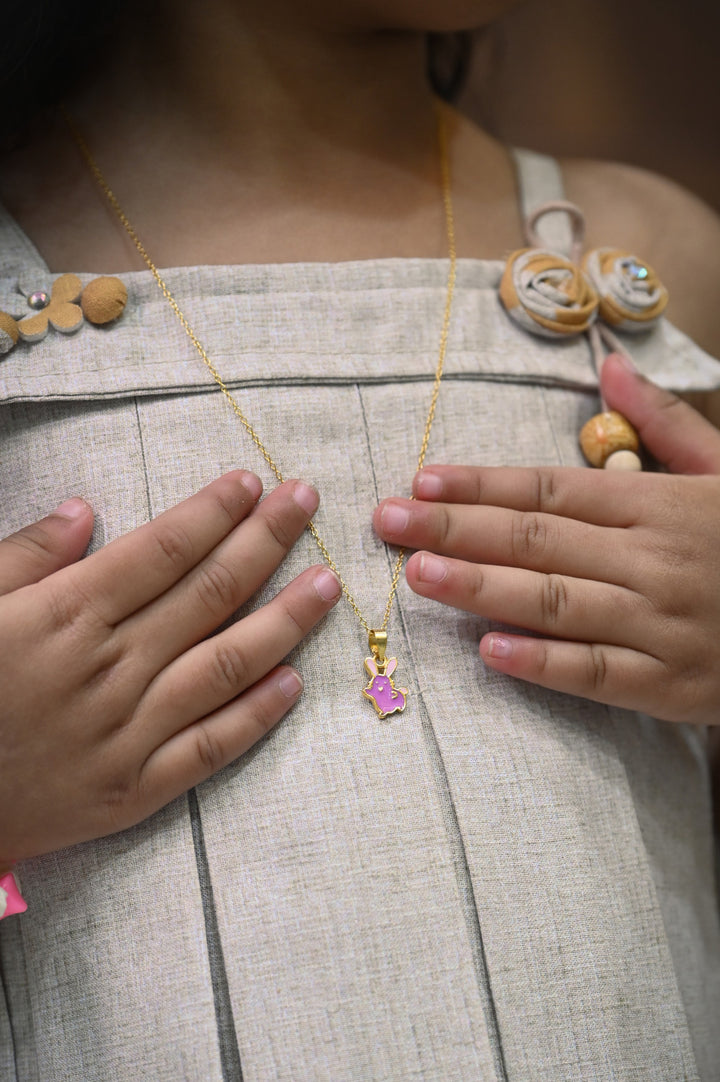 Silver Rabbit Shaped Pendant and Earrings for Kids