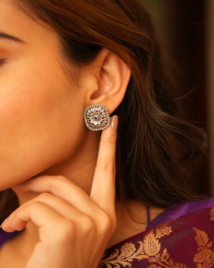 Minimalist Oxidised Silver Studs
