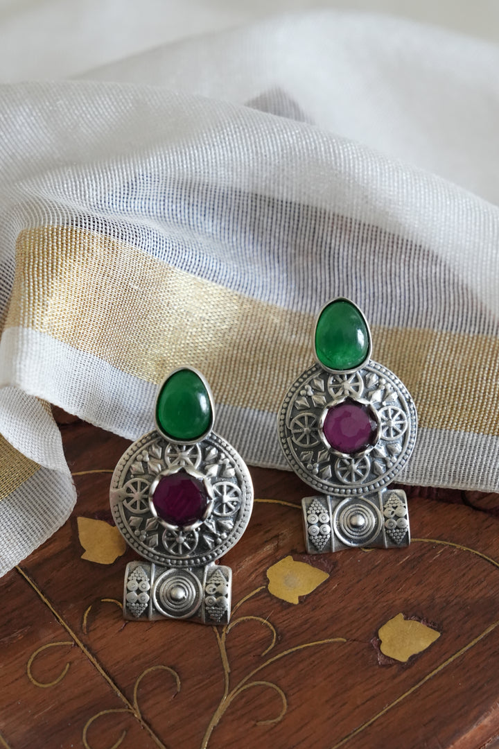 Oxidised Silver Earring