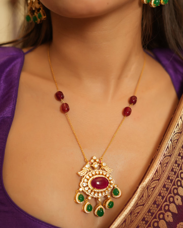 Polki_silver_Pendant_Set