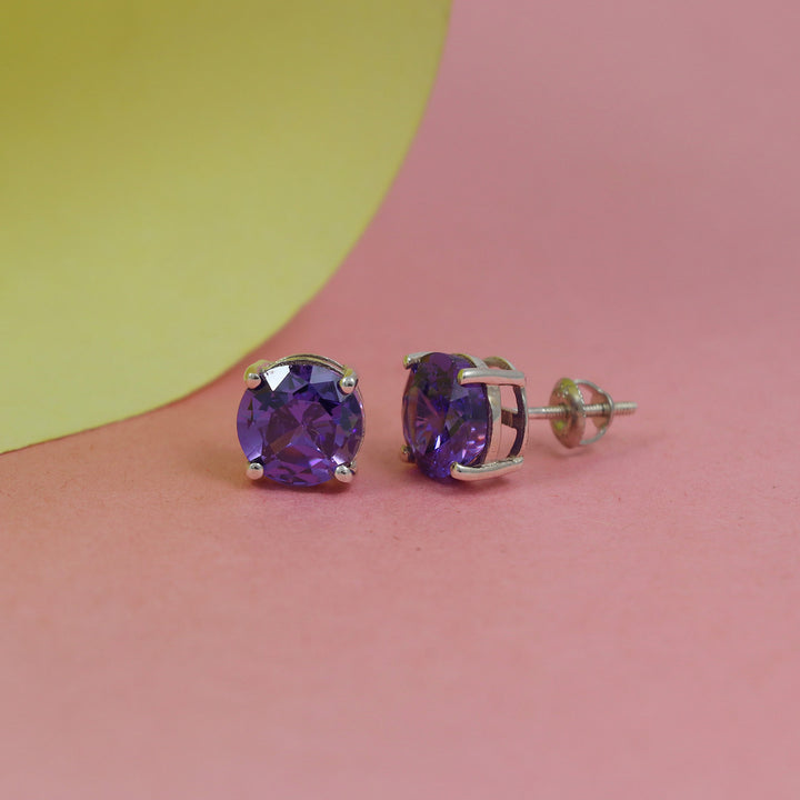 Purple Single round stone studs