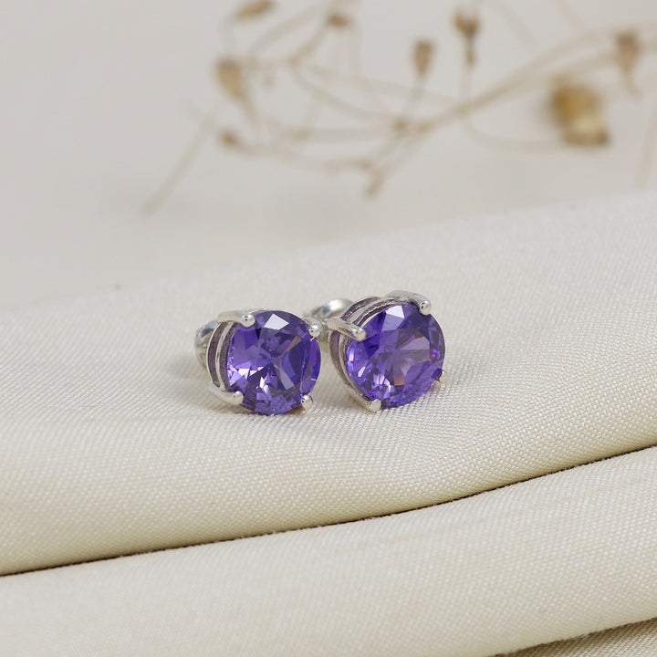 Purple Single round stone studs