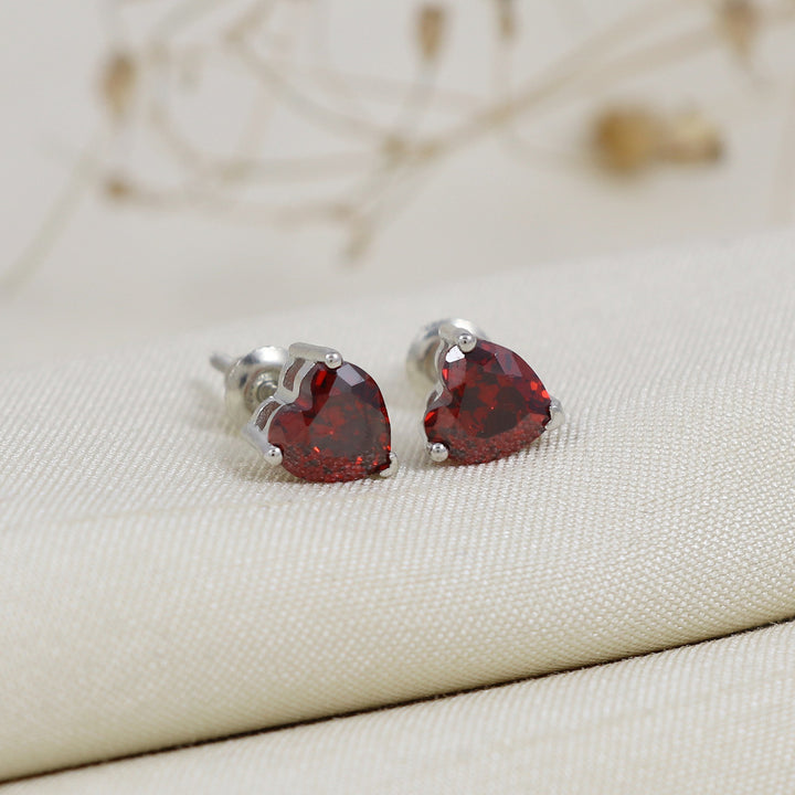 Red Heart Shape stone studs