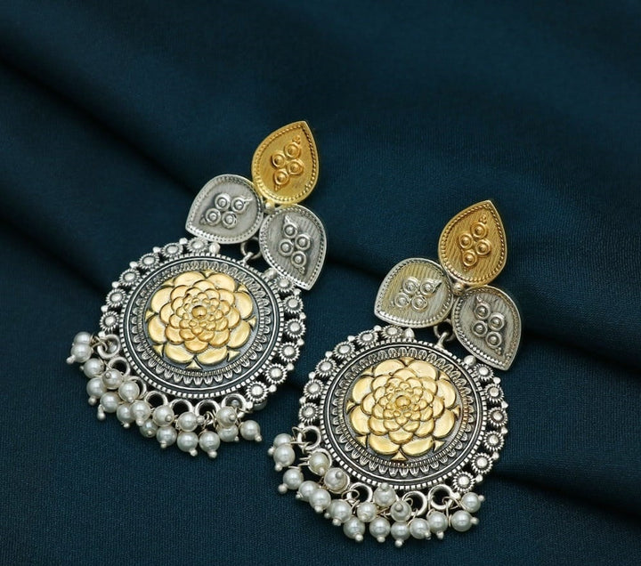 Silver Dual Tone Sunshine Petal Earring