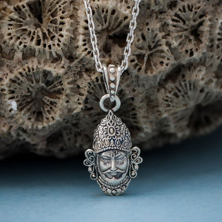 Silver Khatu Shyam ji face pendant