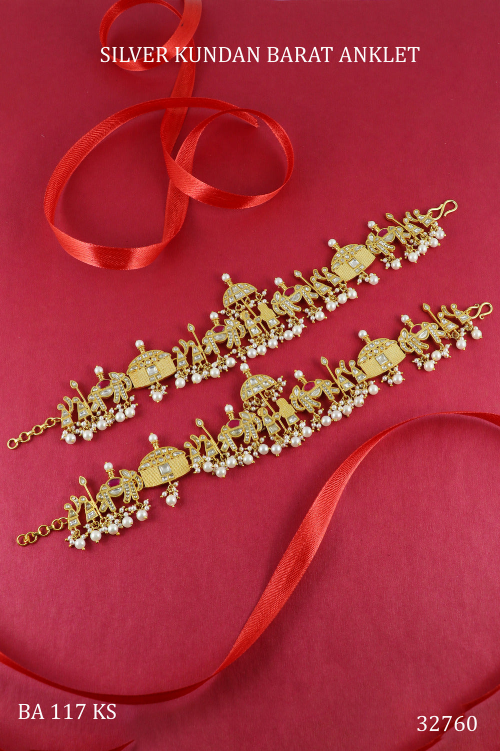 Silver Kundan Barat Anklet