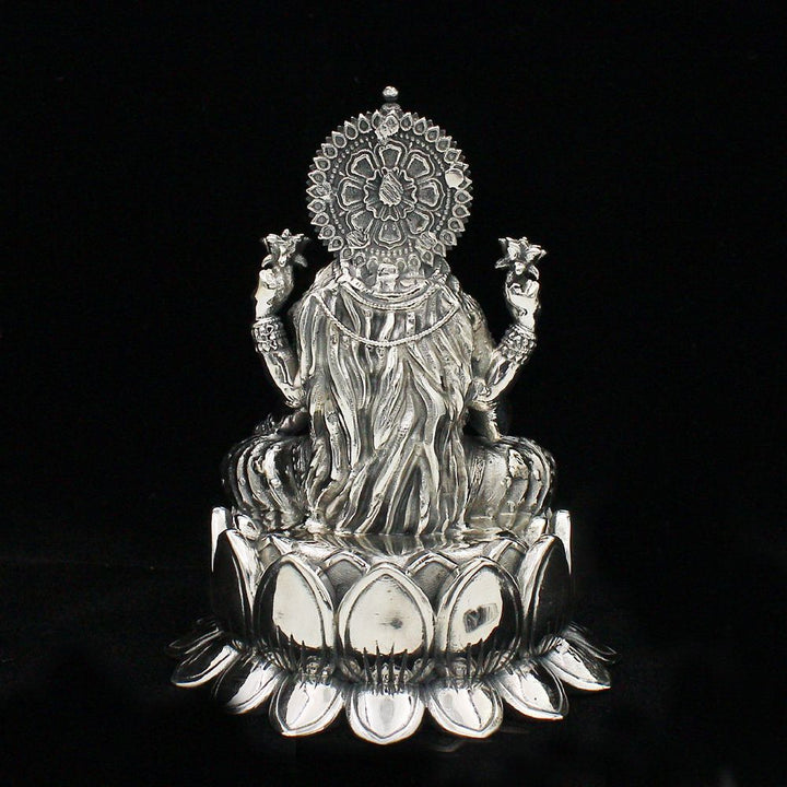 Silver Lotus Small Size Laxmiji Murti