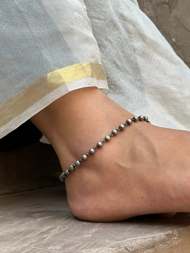 Silver Oxidised Anklet
