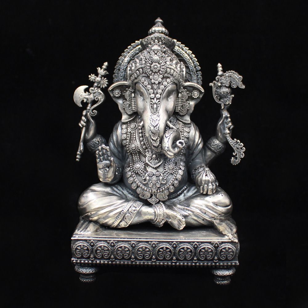 silver ganesh murti