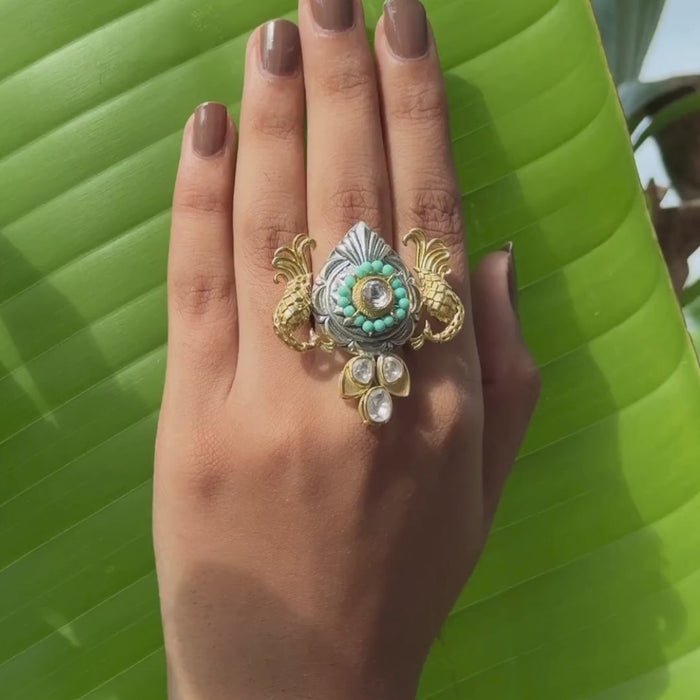 Silver Cocktail White Stone Ring