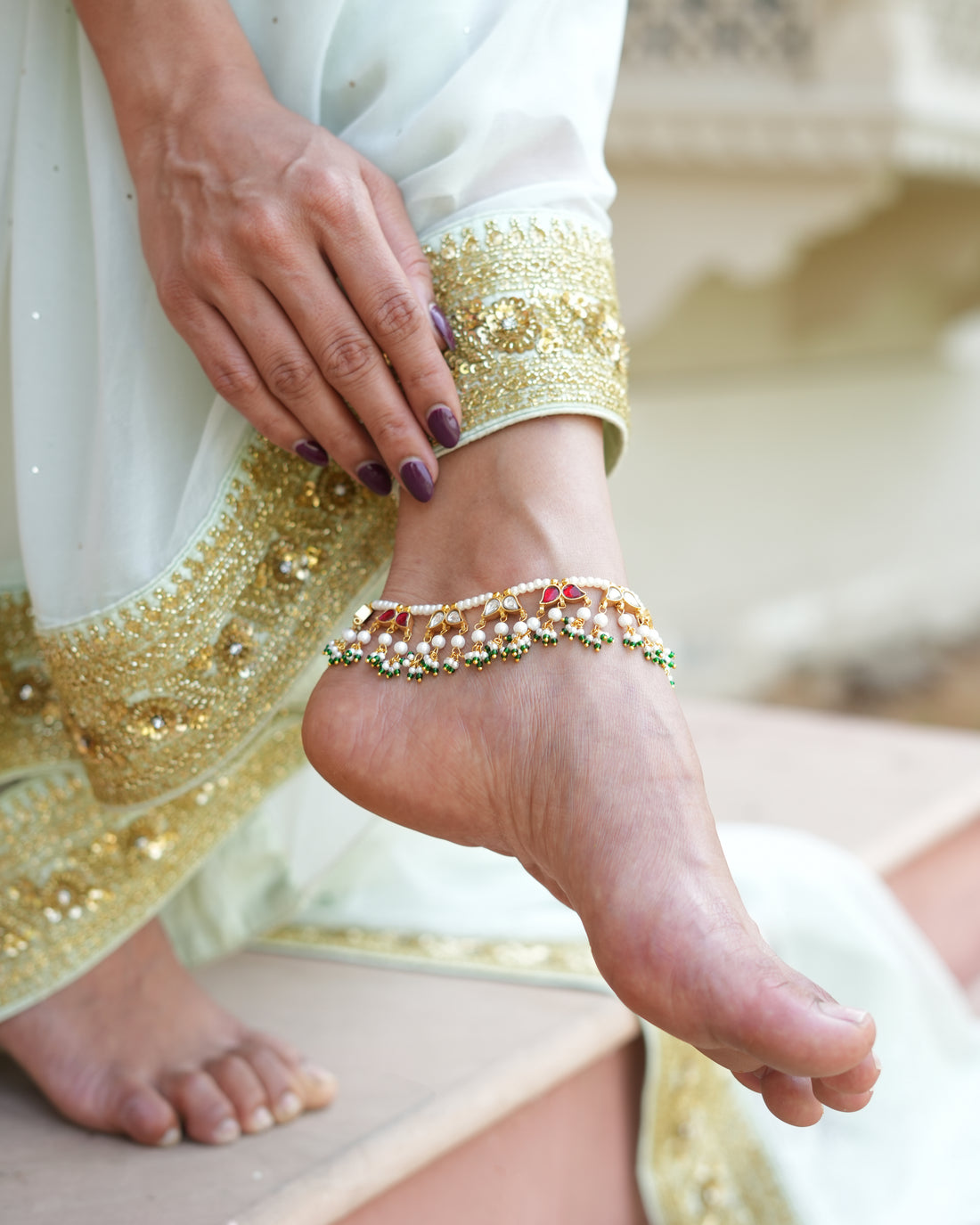silver ankle chain