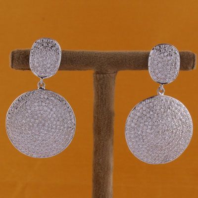 Buy Bindhani Women's Silver-Plated White Stone Earrings