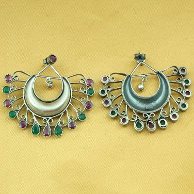 Multicoloured Chandbali Earrings in Gold Plated Silver ER 388 – Deccan  Jewelry