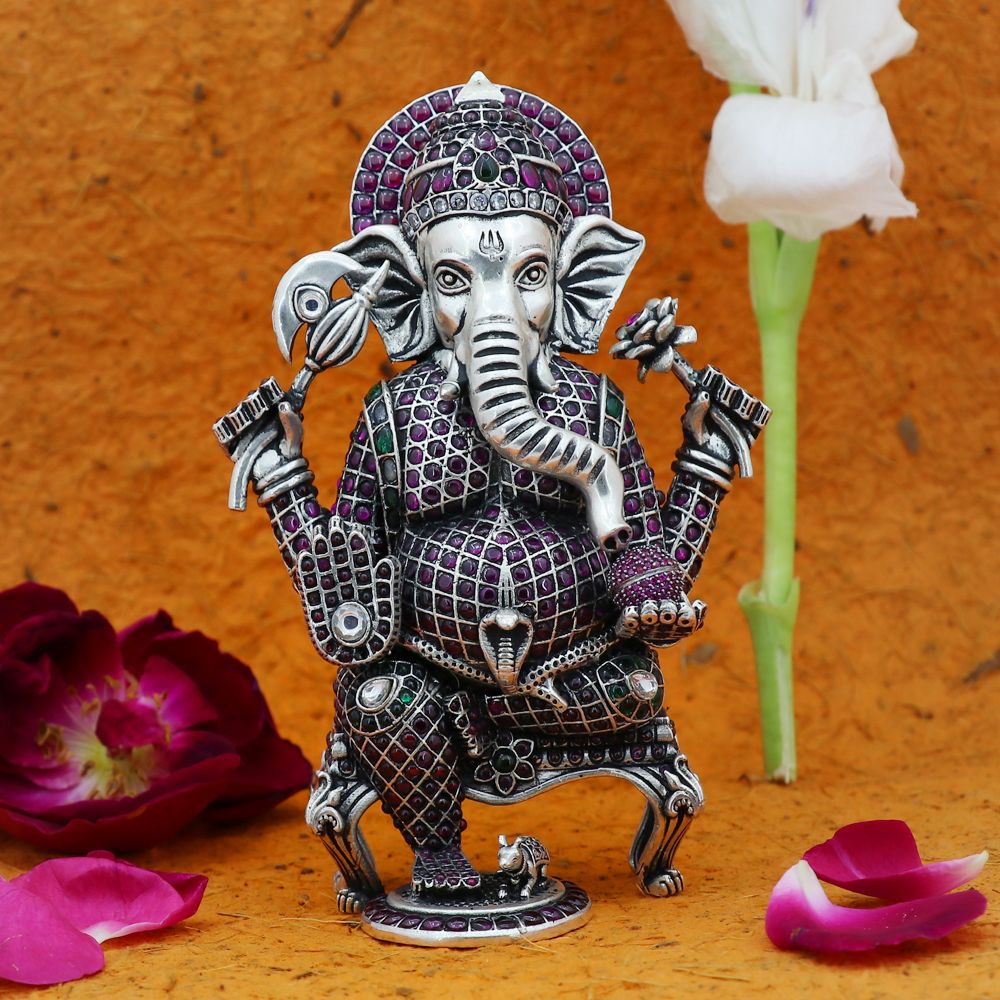 Gold Silver Coated Ganesha idol | Puja Idols Return gifts | Pongal, di –  Classical Dance Jewelry