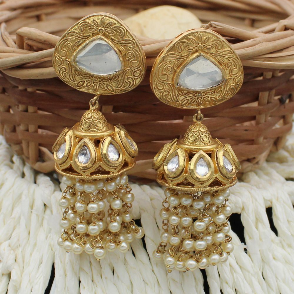 The Tazim Silver Kundan Earrings -Buy antique kundan earrings online — KO  Jewellery