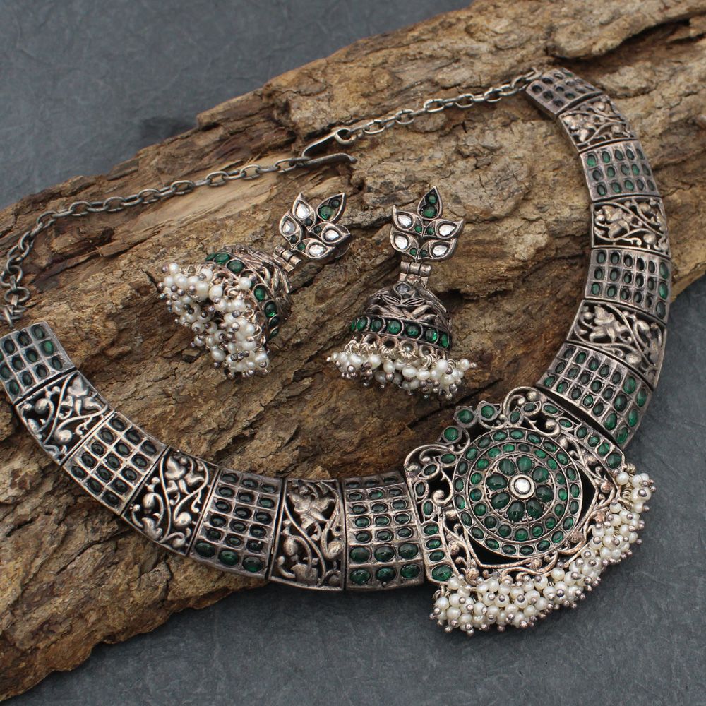 The Diya Silver Necklace - Antique South Indian Temple Jewellery — KO  Jewellery