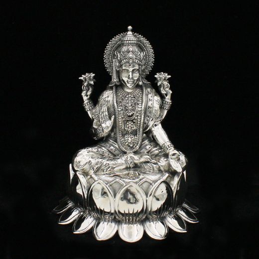 Goddess Lakshmi pure silver idol