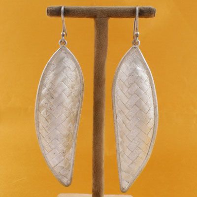 Leaf Styled Sterling Silver Earrings