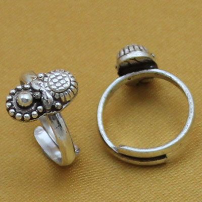 Oxidized Silver Ethnic Adjustable Sterling Silver Ring.