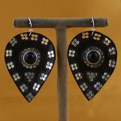 Flower Style Silver Wood Earrings