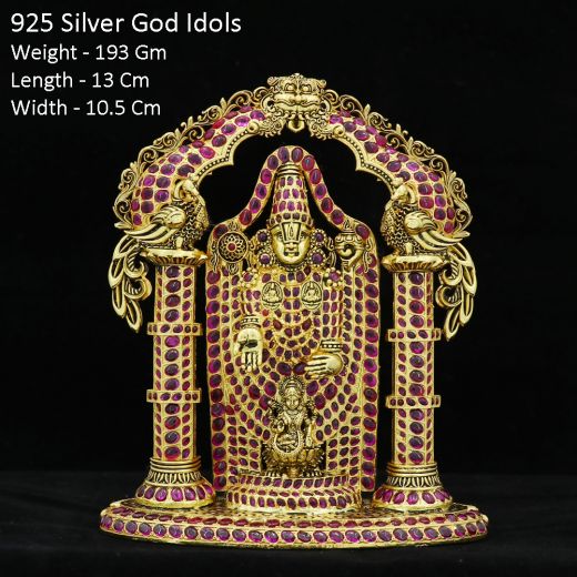 Gold Polished Tirupati Balaji Silver idol