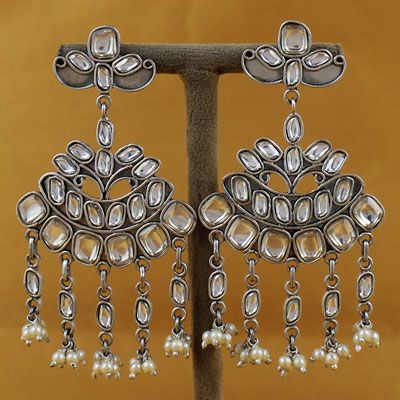 Sterling Silver White Stone Earrings