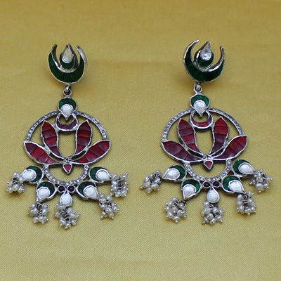 MULTI COLOUR GLASS WHOLESALE SILVER DANGLE AND DROP EARRINGS FOR LADIES