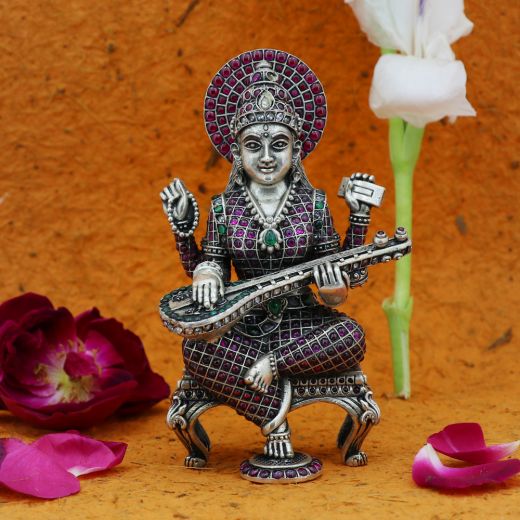 Goddess Saraswati Silver idol