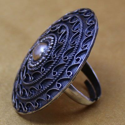 Extraordinary Silver Tribal Art Big Pure Silver Ring