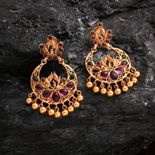 Gold Plated Silver Chand Bali In Leaf Design