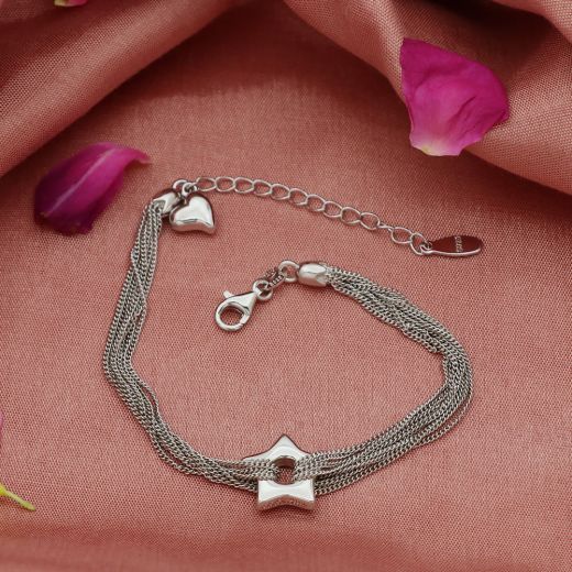 Star shape silver bracelet for women