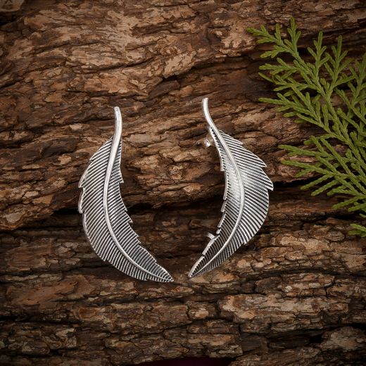 Feather Silver Earrings