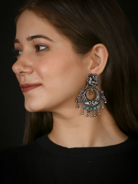 Pure Silver Peacock Earrings