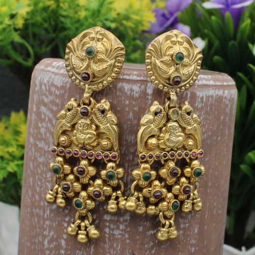 Gold Plated Ganesha Silver Earring