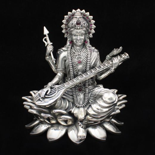 Silver Saraswati Idol Murti