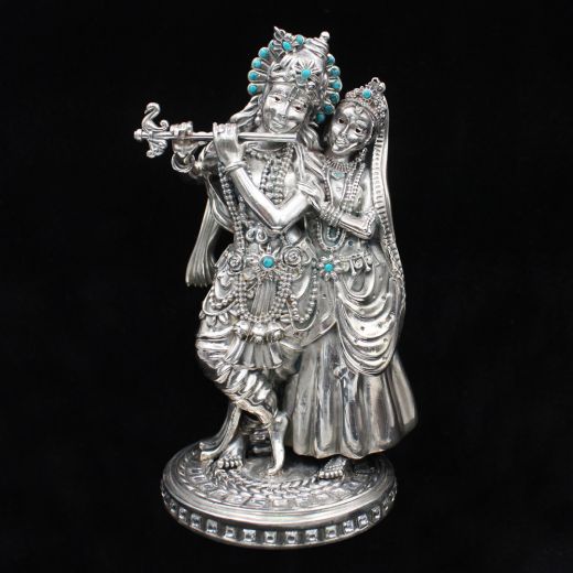 Radha Krishna Silver Idol