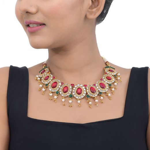 Kundan Addigai silver necklace