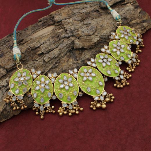 Silver Necklace With Kundan