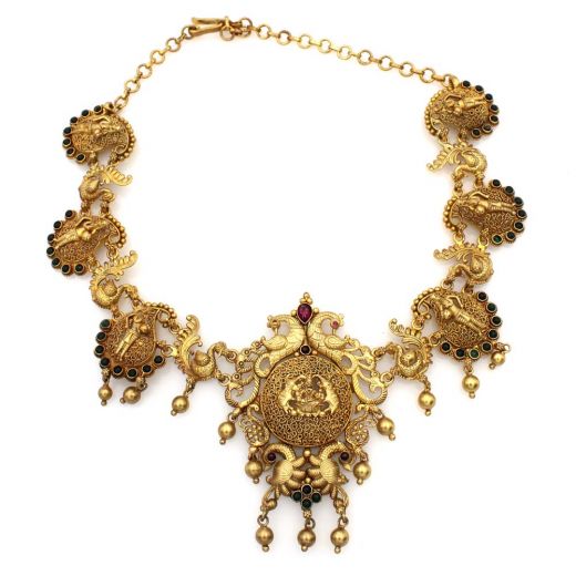 Maha Lakshmi Temple Silver Necklace