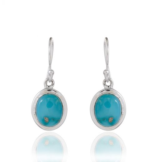Turquoise Stone 925 Silver Earrings