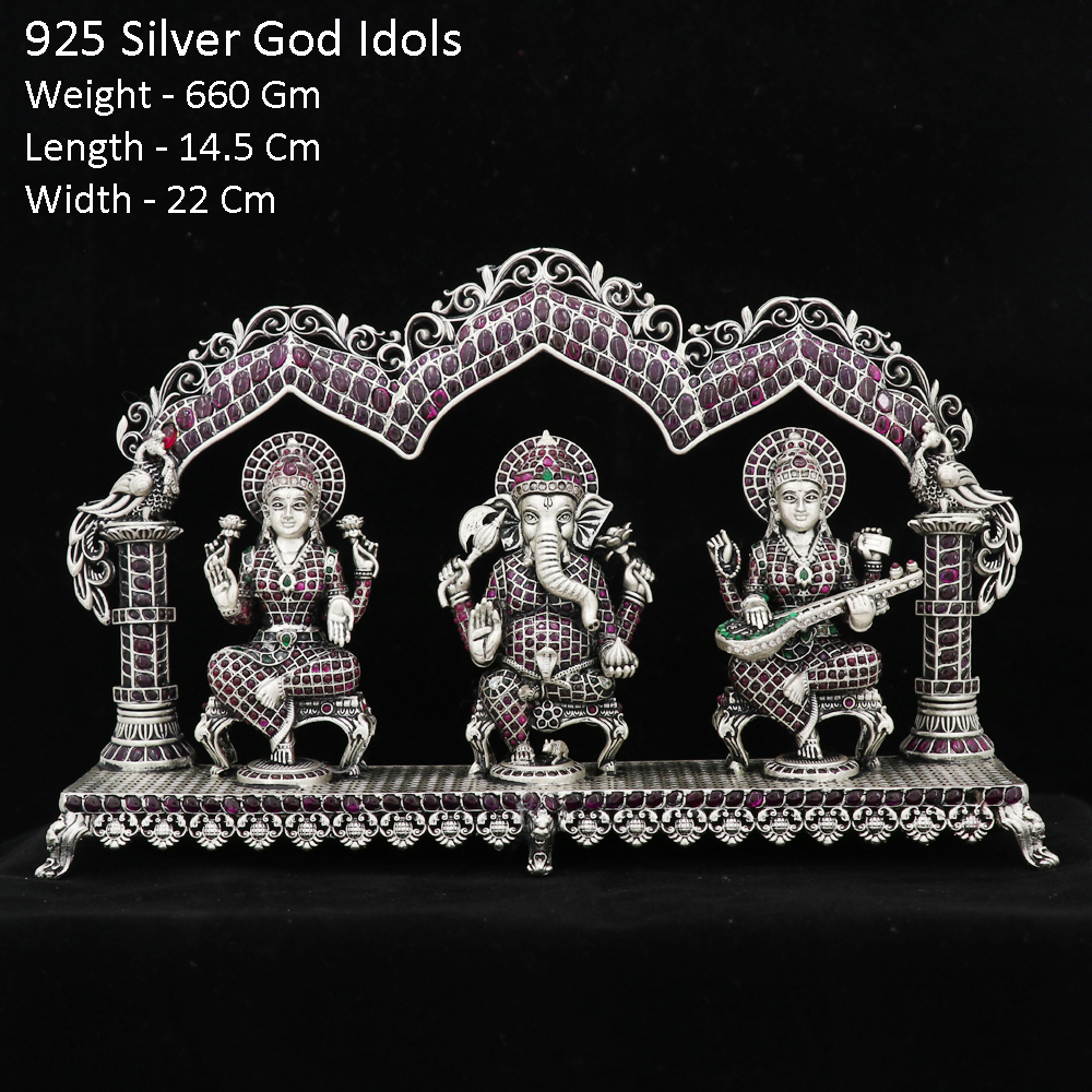 silver ganesh laxmi idol 